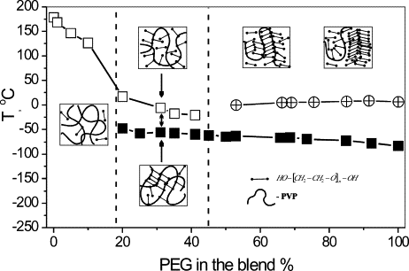Relation of Glass Transition Temperature to the Hydrogen Bonding Degree and Energy in Poly(N-Vinyl Pyrrolidone) Blends with Hydroxyl - Containing Plasticizers: 3. Analysis of Two Glass Transition Temperatures Featured for PVP Solutions in Liquid Poly(ethylene glycol)