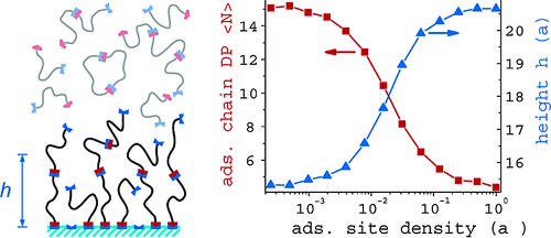 Monte Carlo Simulations of End-Adsorption of Head-to-Tail Reversibly Associated Polymers